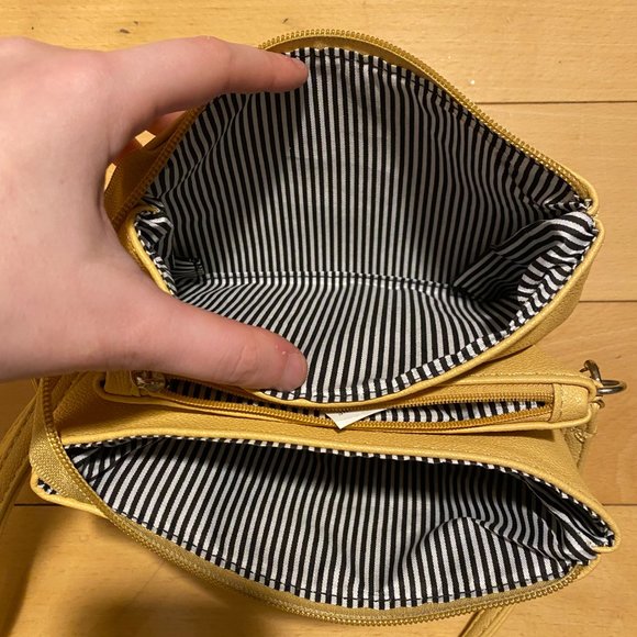 NWOT Faux Leather Yellow Shoulder Bag, Crossbody or Wristlet - Picture 6 of 10